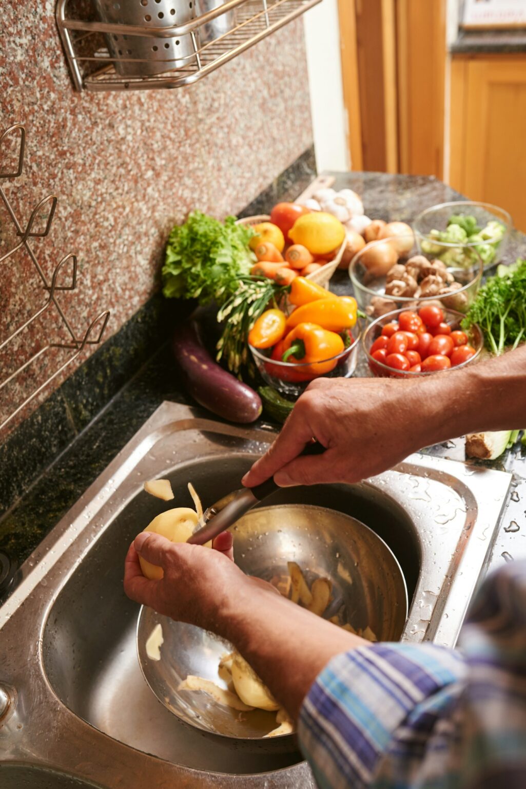 Cooking in kitchen